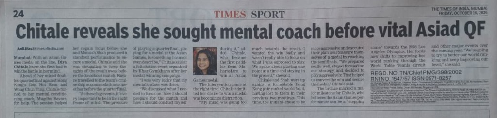 Chitale reveals she sought mental coach before vital Asiad QF